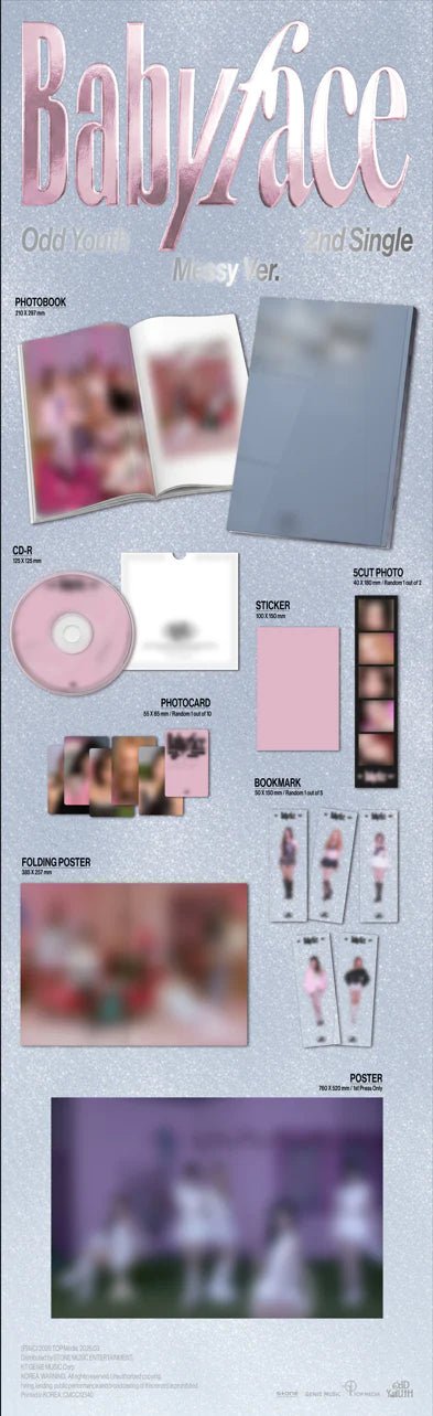 PRE - ORDER ODD YOUTH 2nd Single Album Babyface (Photobook Version) – album  (Messy (PINK) / / ) | HobiEgo K - pop Shop