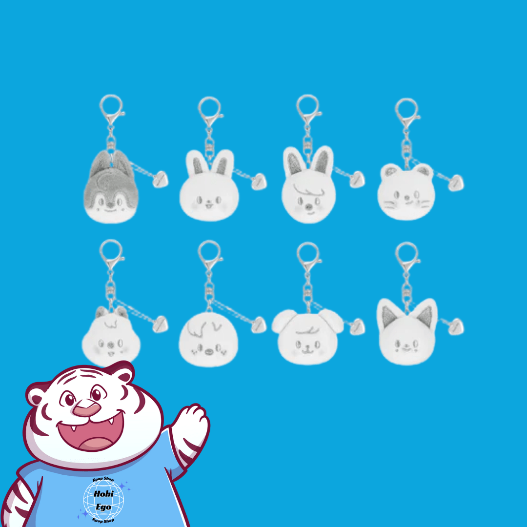 PRE - ORDER Stray Kids World Tour dominATE : celebrATE Pop - Up Store SKZOO Face Keyring Silver – merch (Wolf Chan / / ) | HobiEgo