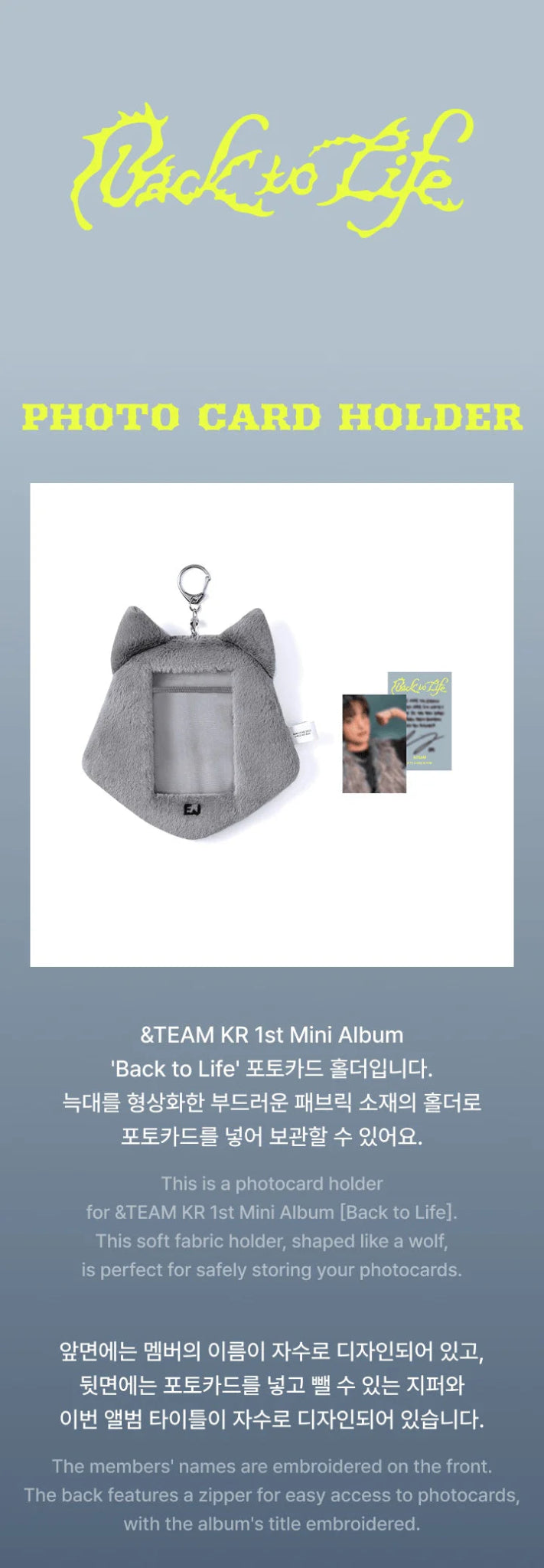 PRE - ORDER &TEAM BACK TO LIFE Official MD Photocard Holder – merch (K / / ) | HobiEgo