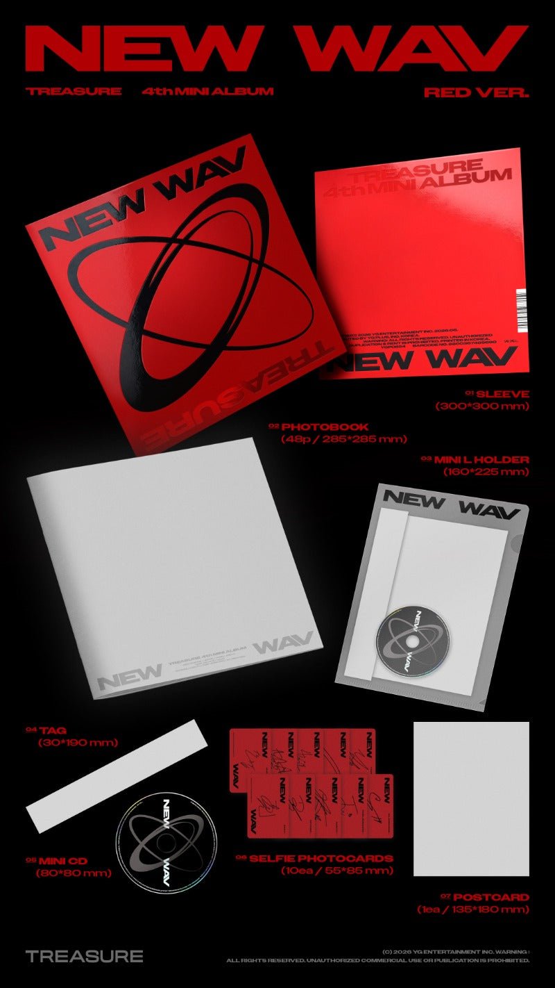 PRE - ORDER TREASURE 4th Mini Album NEW WAV – album  (RED / / ) | HobiEgo K - pop Shop