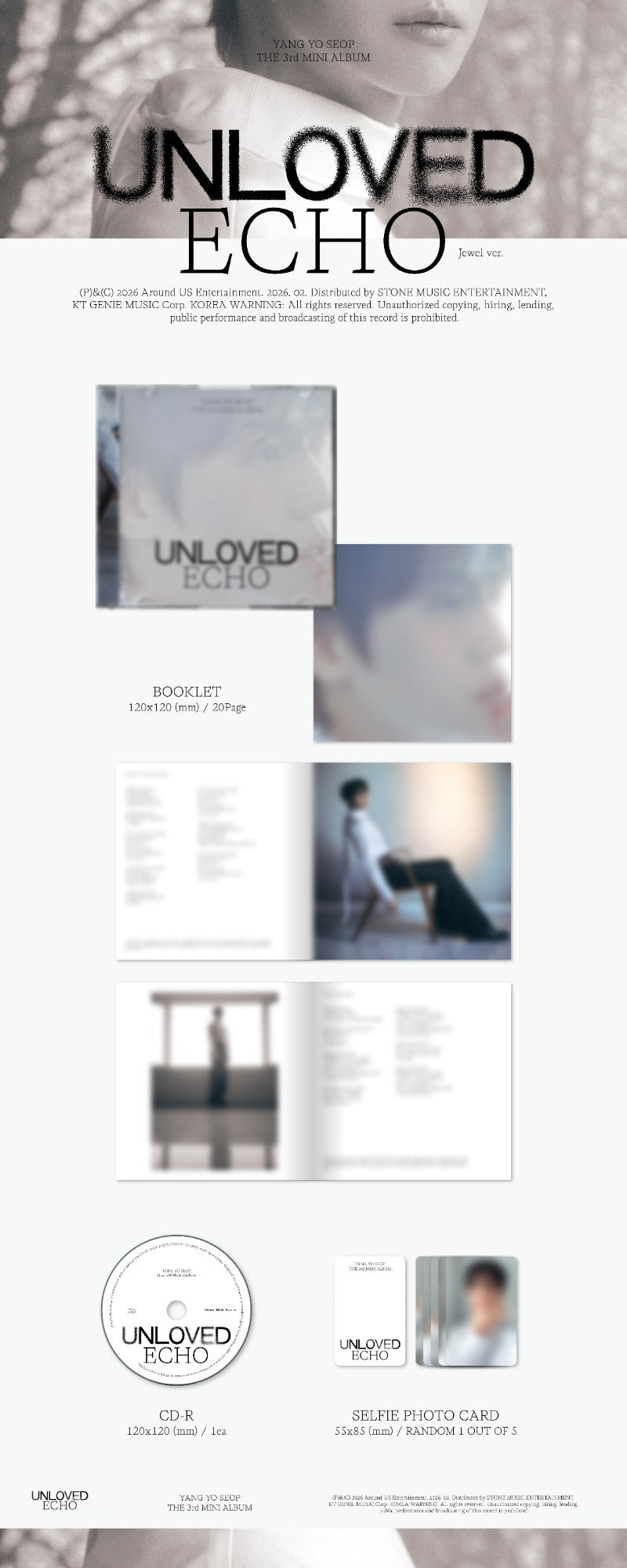 PRE - ORDER YANG YOSEOP 3rd Mini Album Unloved Echo (Jewel Version) – album  ( / / ) | HobiEgo