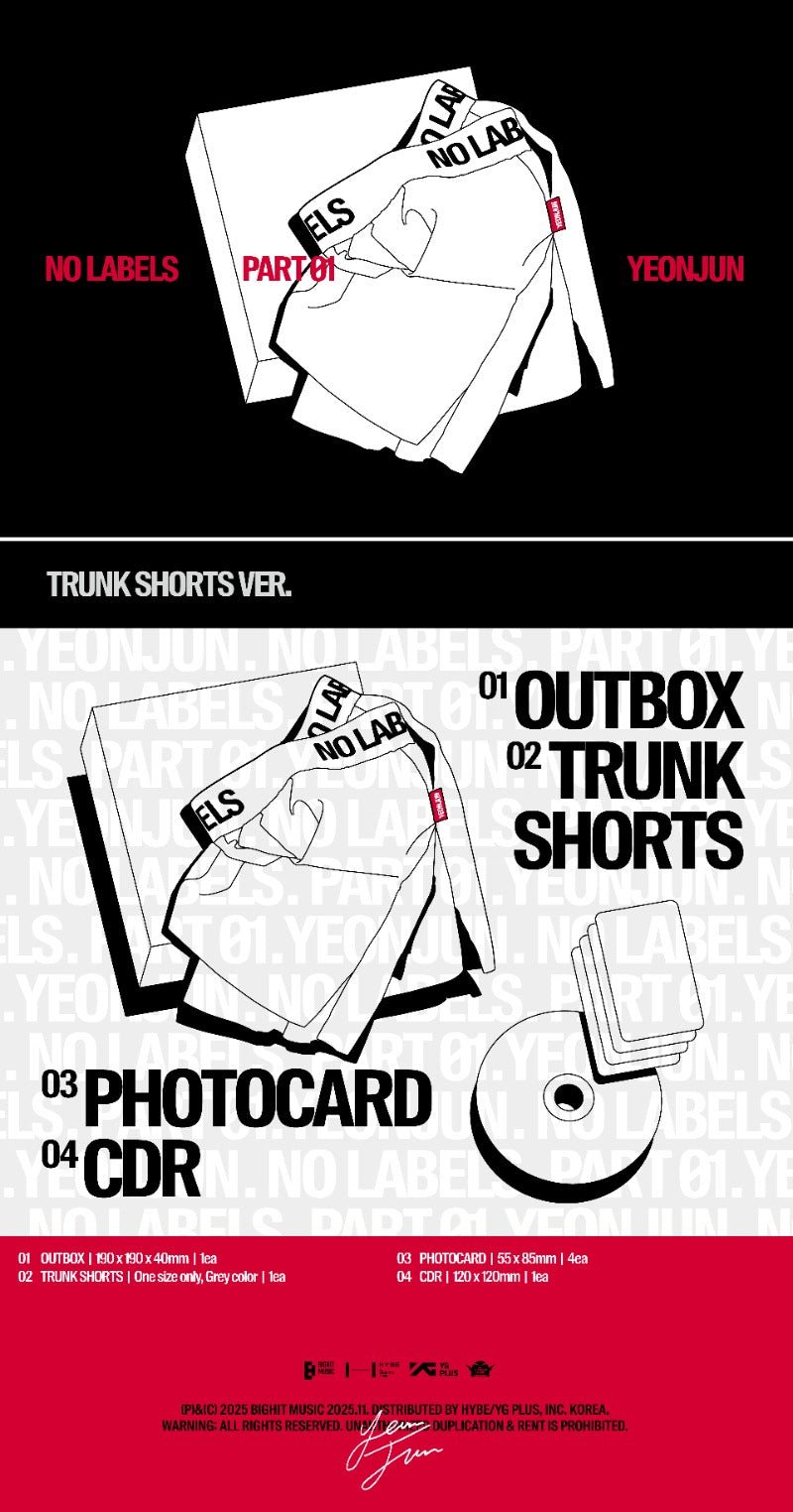 PRE - ORDER YEONJUN 1st Mini Album 'NO LABELS: PART 01' (Trunk Shorts Version) – album ( / / ) | HobiEgo