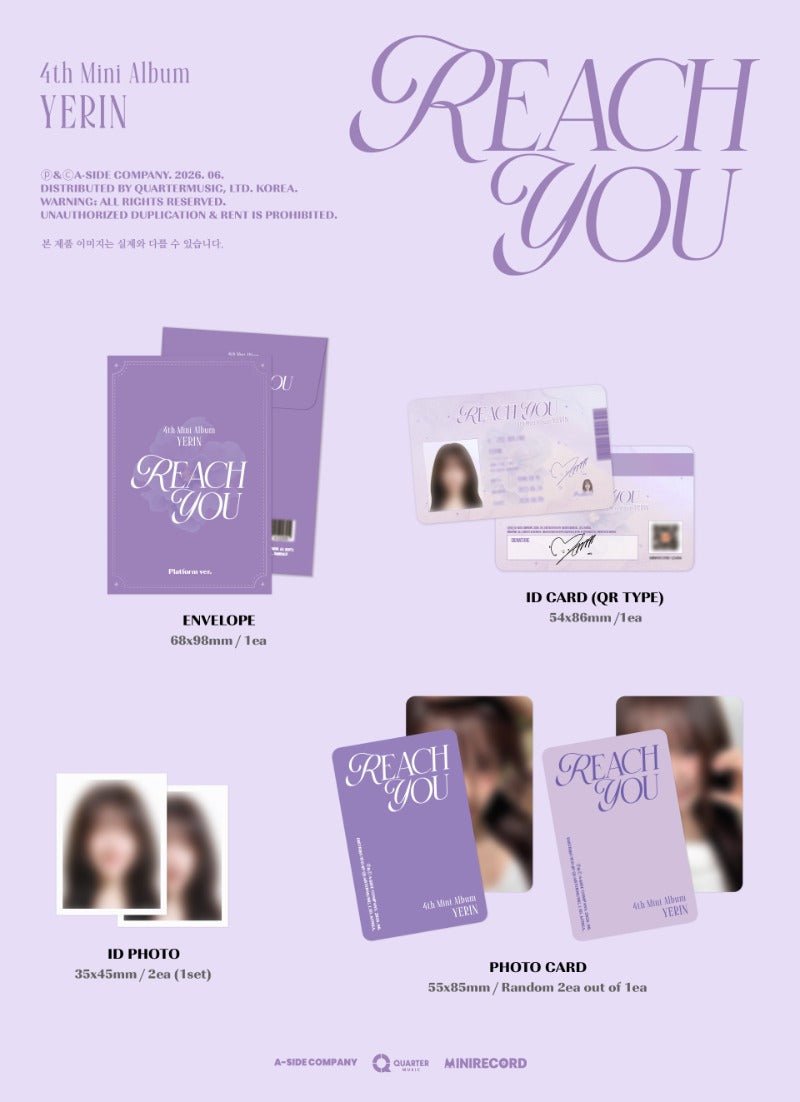 PRE - ORDER YERIN 4th Mini Album REACH YOU Platform Version – album  ( / / ) | HobiEgo K - pop Shop