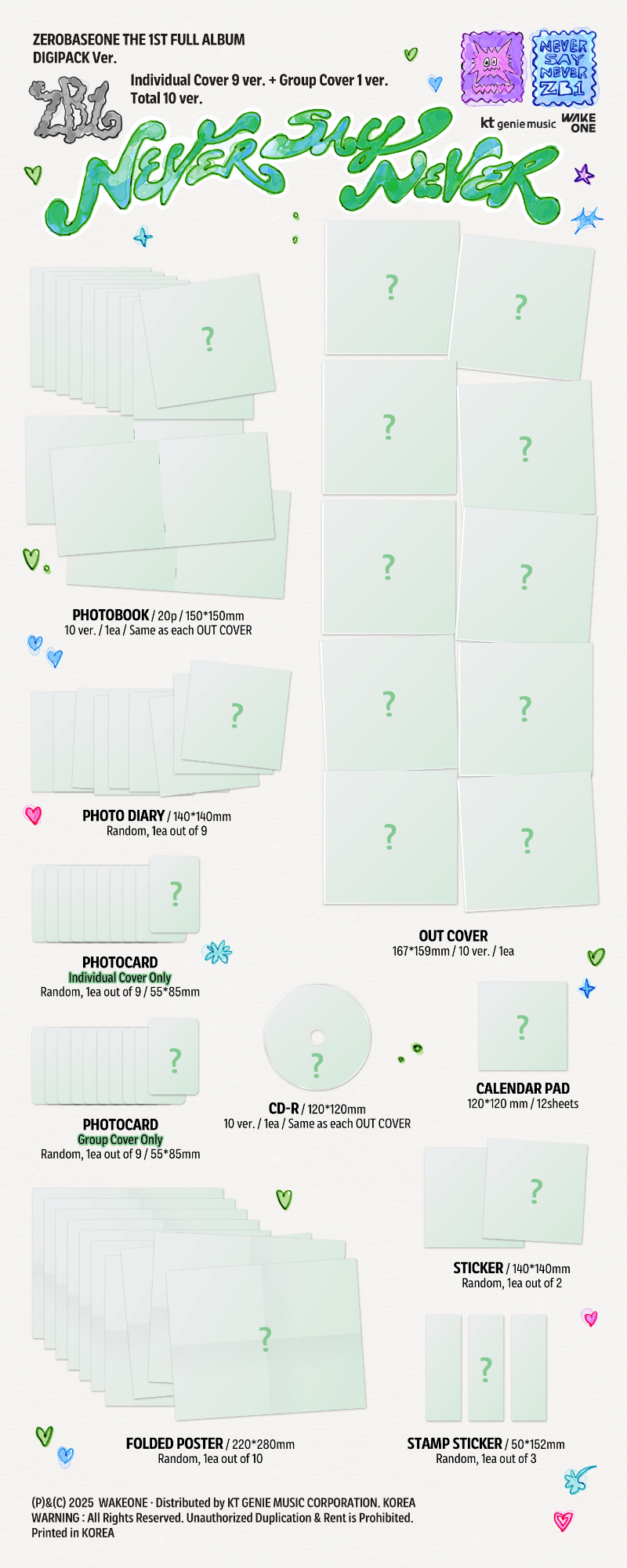 PRE - ORDER ZEROBASEONE 1st Full Album NEVER SAY NEVER (DIGIPACK Version) + MUSICPLANT GIFT – album (Group / / ) | HobiEgo