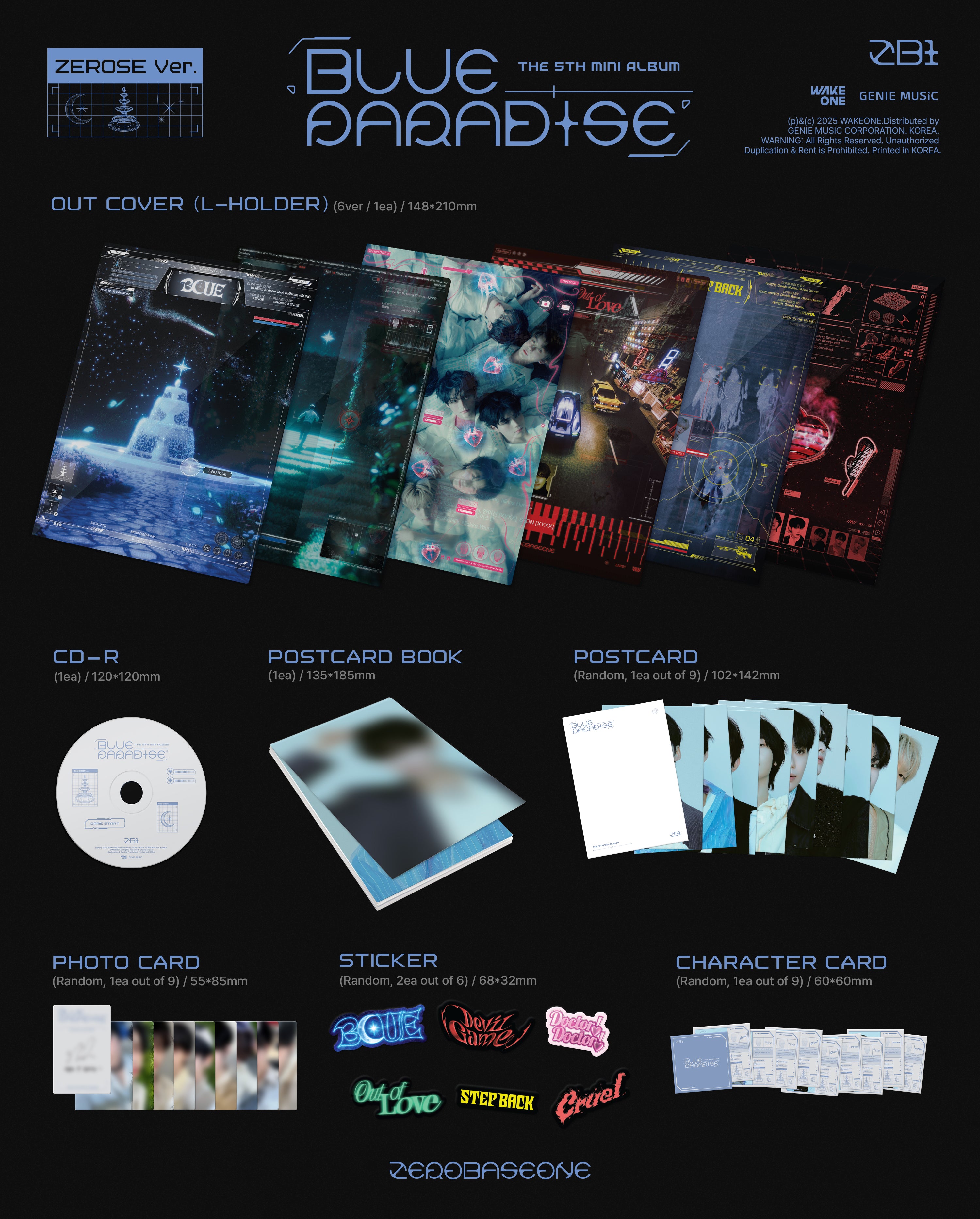 PRE-ORDER ZEROBASEONE 5th Mini Album BLUE PARADISE (ZEROSE Version)