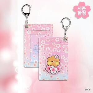 BT21 - CHERRY BLOSSOM LEATHER PATCH CARD HOLDER