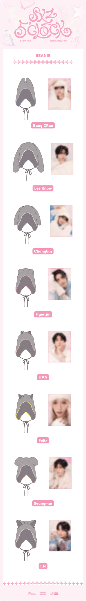 Stray Kids SKZOO Beanie : For 5th Fanmeeting 5'CLOCK – Clothing (Bang Chan / / ) | HobiEgo
