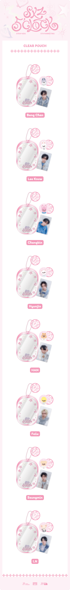 Stray Kids SKZOO Clear Pouch : For 5th Fanmeeting 5'CLOCK