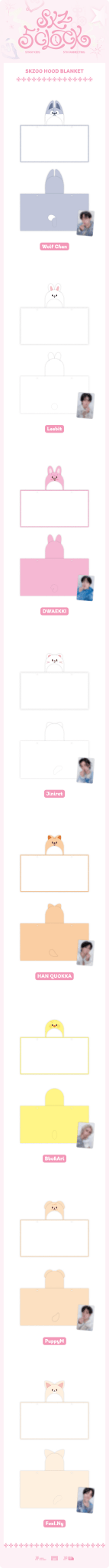 Stray Kids SKZOO Hood Blanket : For 5th Fanmeeting 5'CLOCK – Merchandise (Wolf Chan / / ) | HobiEgo