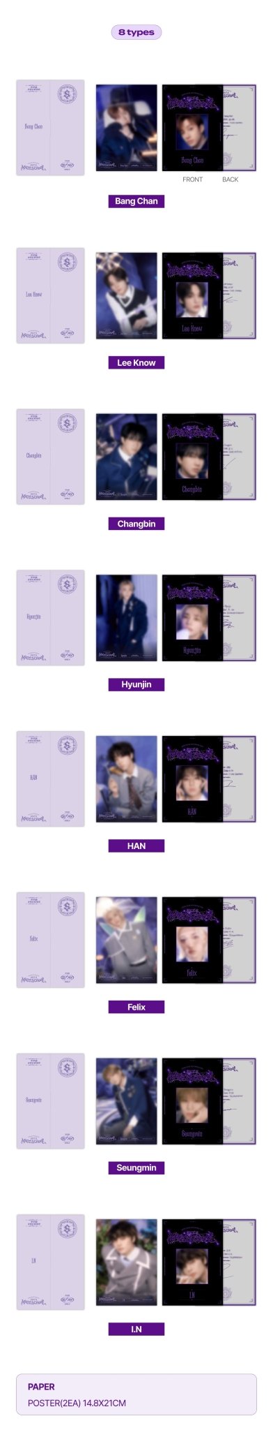 Stray Kids SKZOO Profile Poster Set : For 4th Fanmeeting Magic School – Posters (Bang Chan / / ) | HobiEgo