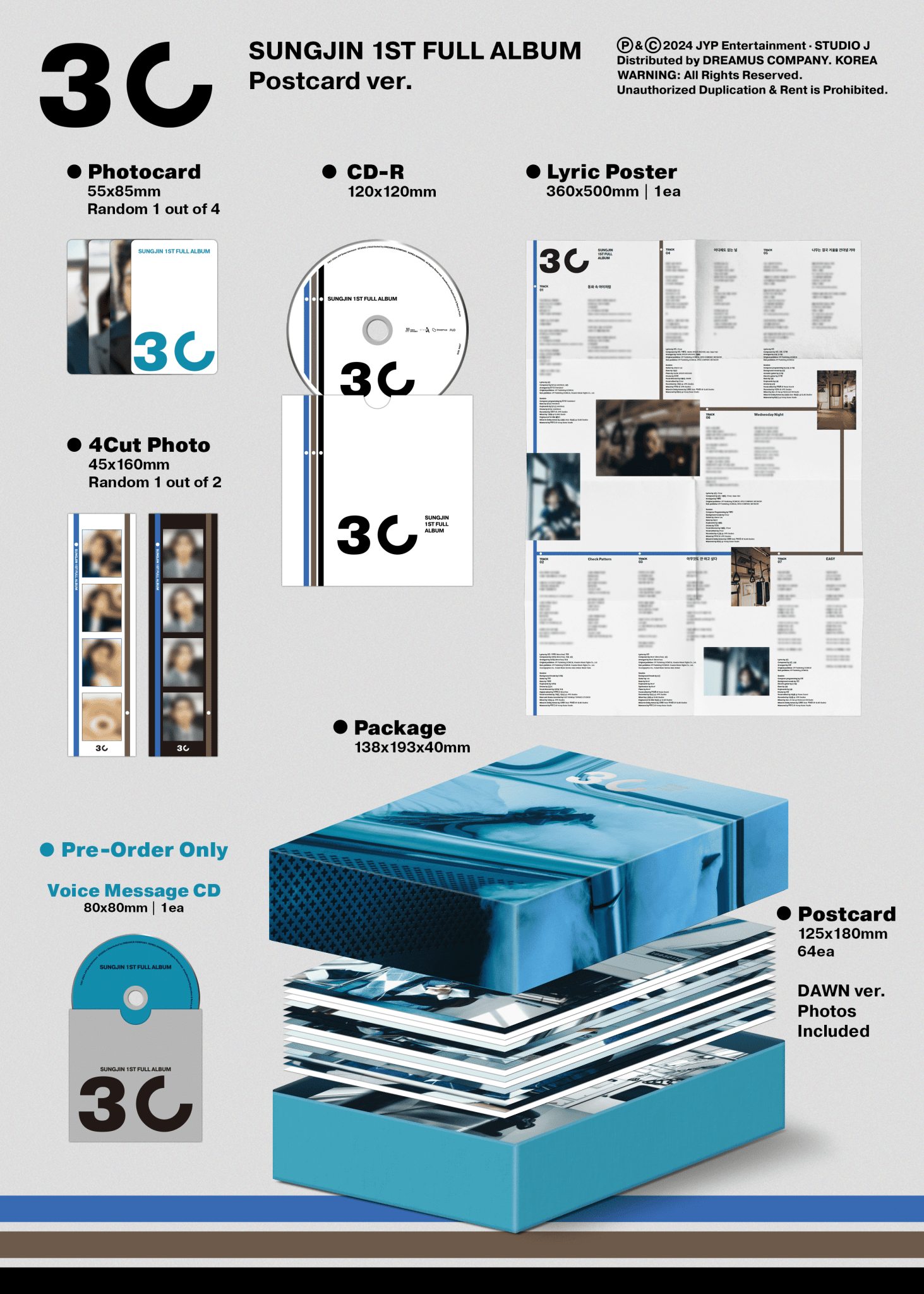Sungjin (DAY6) 1st Full Album 30 (Postcard Version) – album ( / / ) | HobiEgo