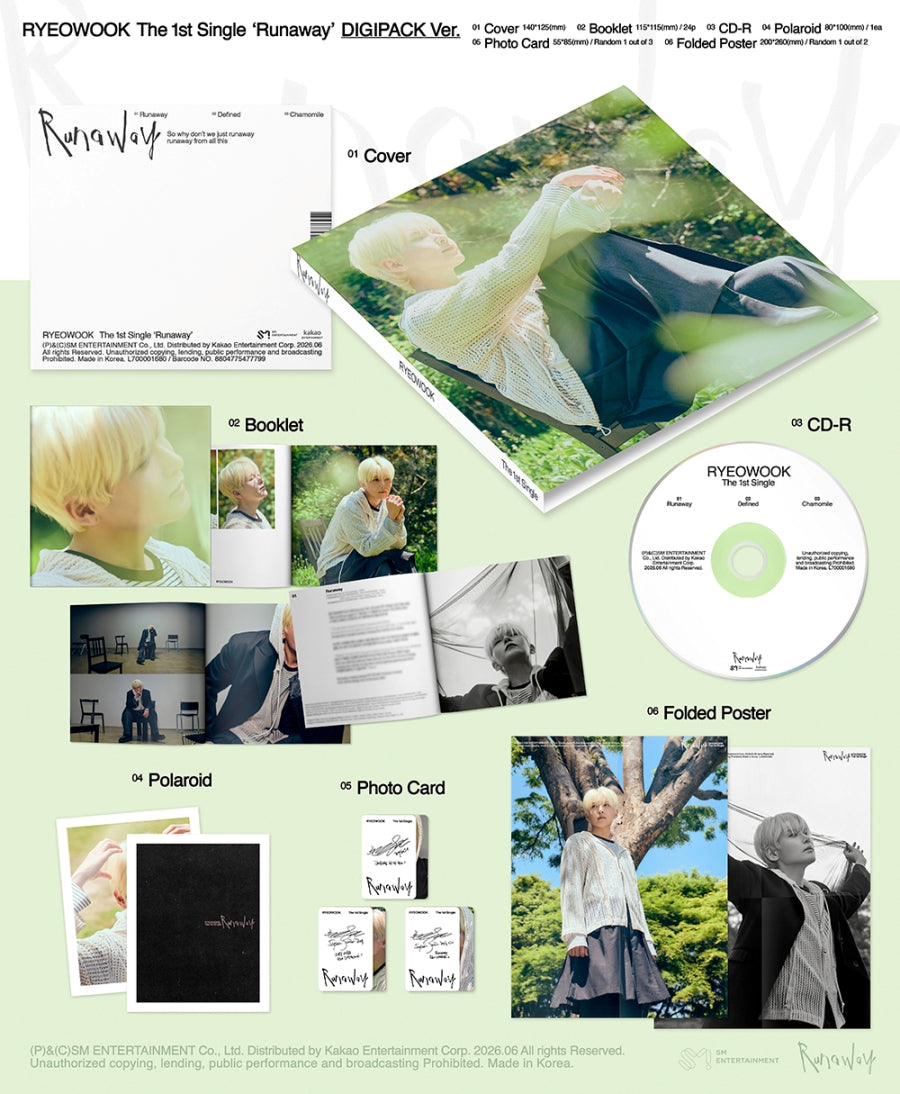 PRE-ORDER  RyeoWook  (Super Junior)  The 1st Single Runaway DIGIPACK Version