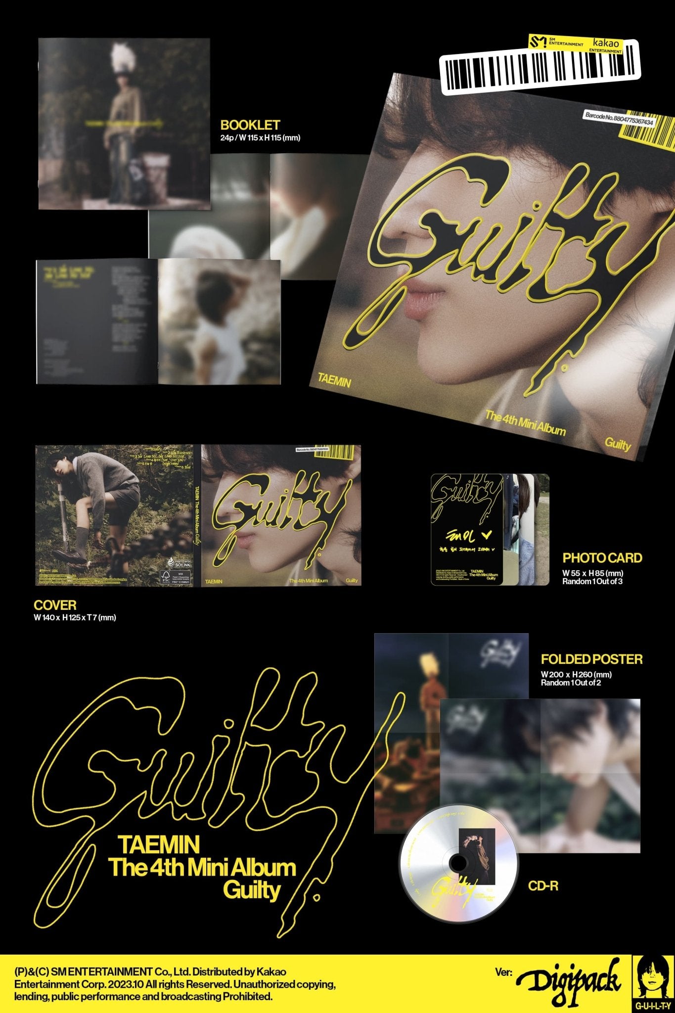 TAEMIN 4th Mini Album Guilty (Digipack Version) – album ( / / ) | HobiEgo
