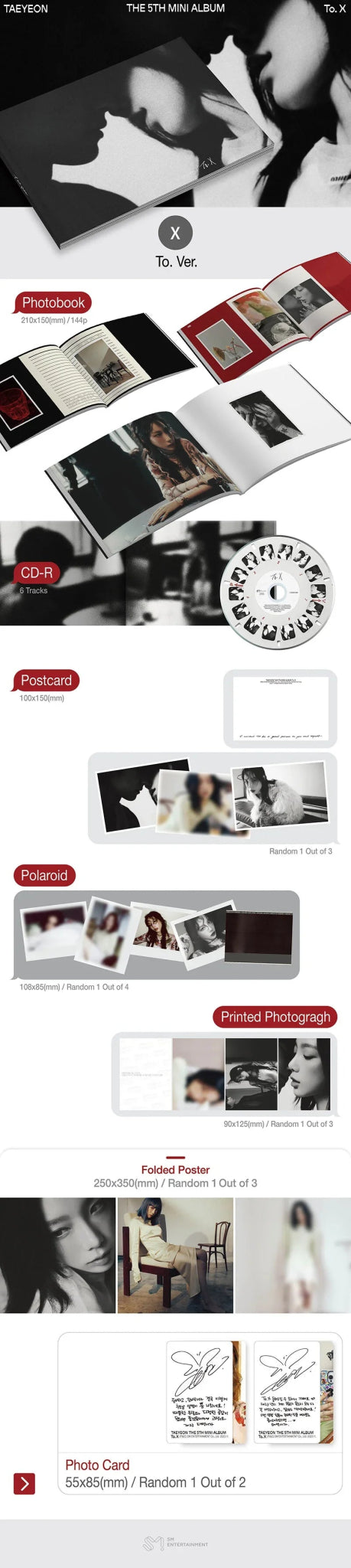 TAEYEON 5th Mini Album To. X (TO Version) – album ( / / ) | HobiEgo