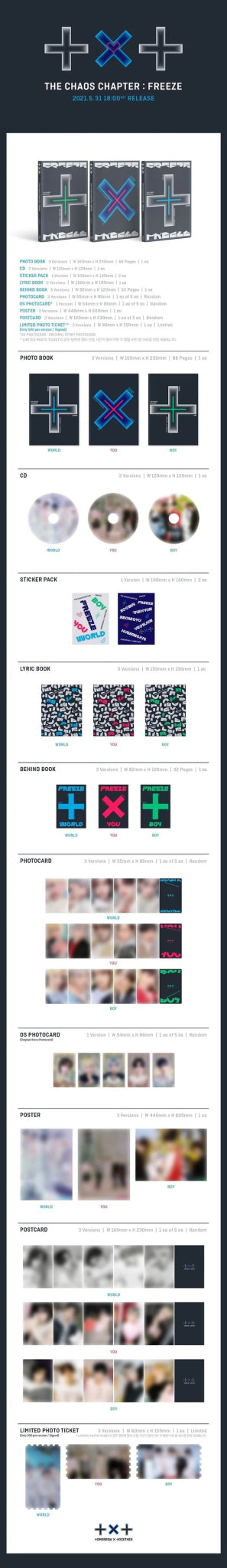 TOMORROW X TOGETHER 2nd Album THE CHAOS CHAPTER : FREEZE – album (World (BLUE) / / ) | HobiEgo