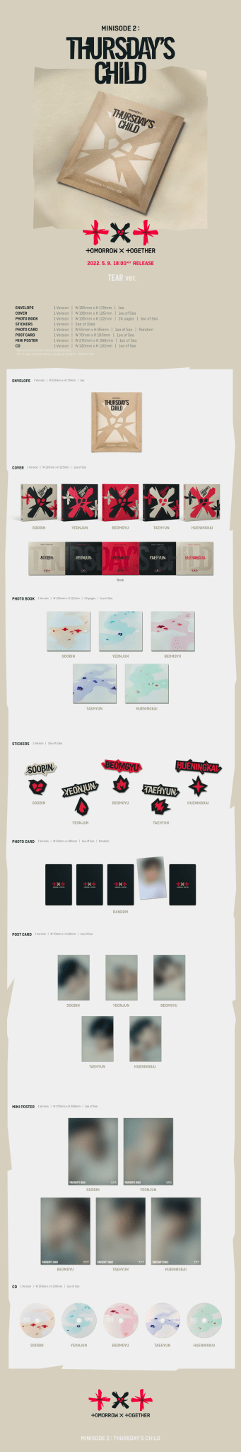 TOMORROW X TOGETHER 4th Mini Album Minisode 2: Thursday's Child (TEAR version) – album ( / / ) | HobiEgo