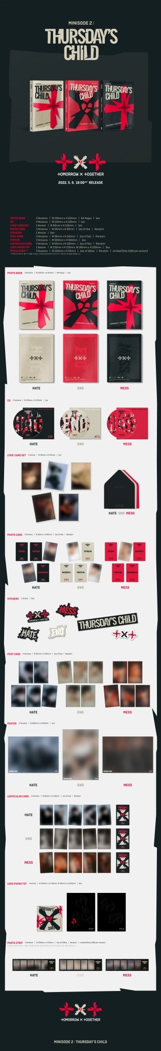 TOMORROW X TOGETHER 4th Mini Album Minisode2: Thursday's Child – album 8809848753978 (HATE / / ) | HobiEgo K - pop Shop