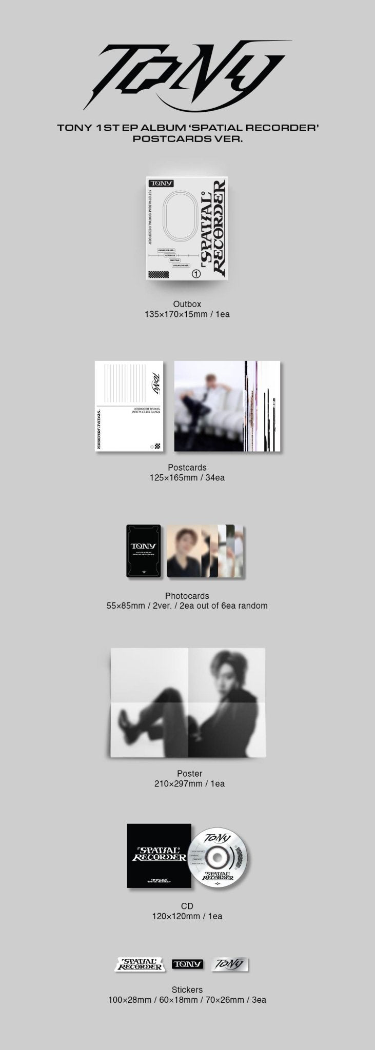 TONY 1st EP SPATIAL RECORDER (Postcards Version) – album ( / / ) | HobiEgo