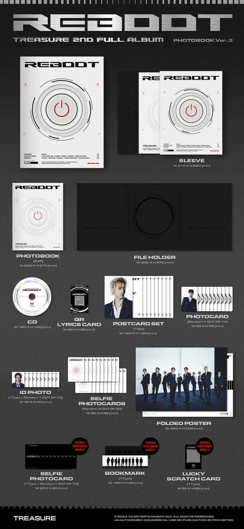 TREASURE 2nd Full Album REBOOT – album (1 (BLACK) / / ) | HobiEgo