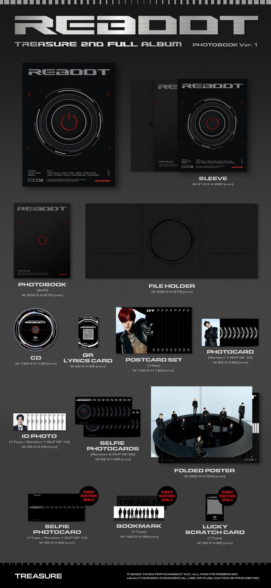 TREASURE 2nd Full Album REBOOT – album (1 (BLACK) / / ) | HobiEgo