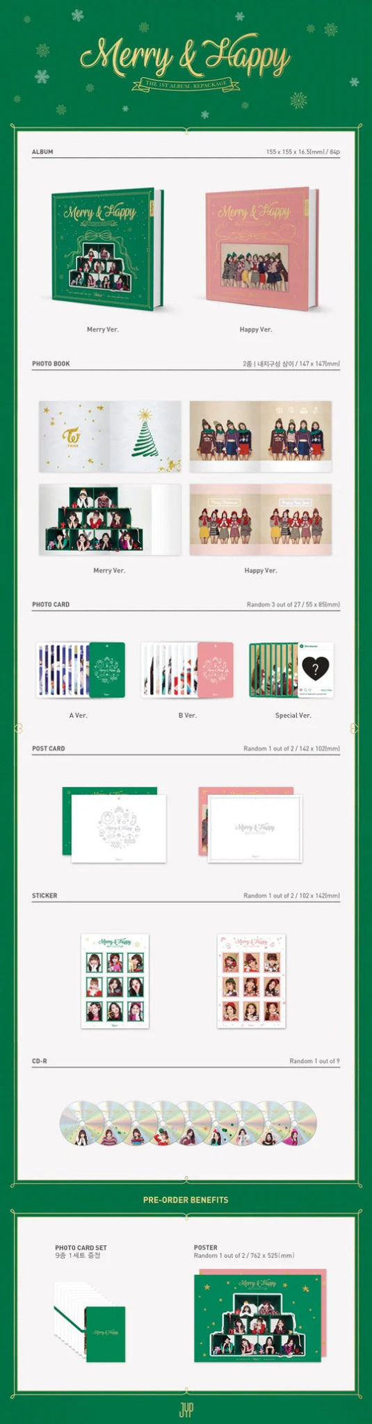 TWICE 1st Album Merry & Happy Repackage Version – album (Merry (GREEN) / / ) | HobiEgo