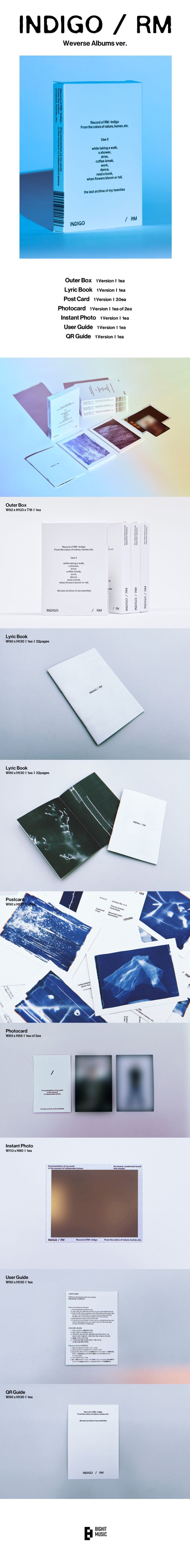 RM (BTS) 1st Album Indigo (Postcard Edition) (Weverse Albums Version)