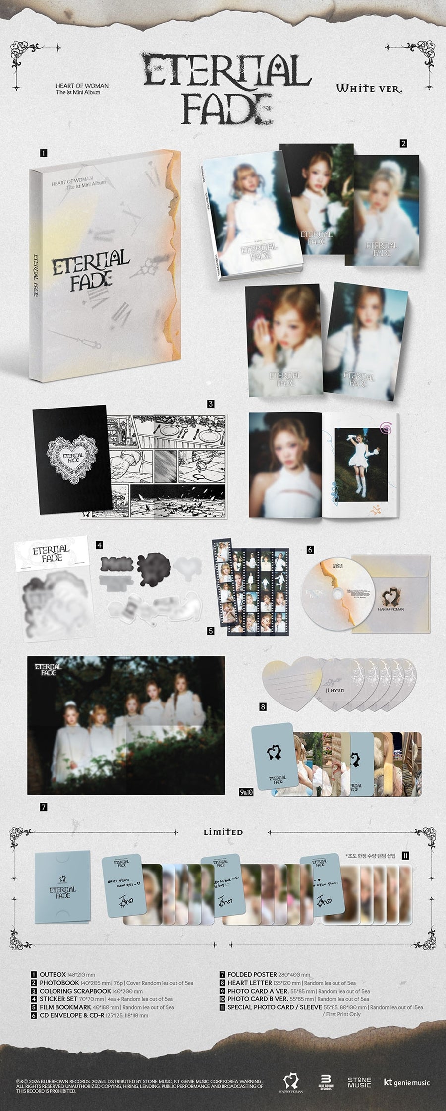 PRE-ORDER HEART OF WOMAN 1st Mini Album ETERNAL FADE White Version