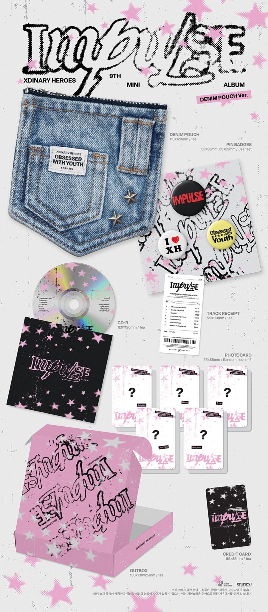 PRE-ORDER Xdinary Heroes 9th Mini Album IMPULSE DENIM POUCH Version