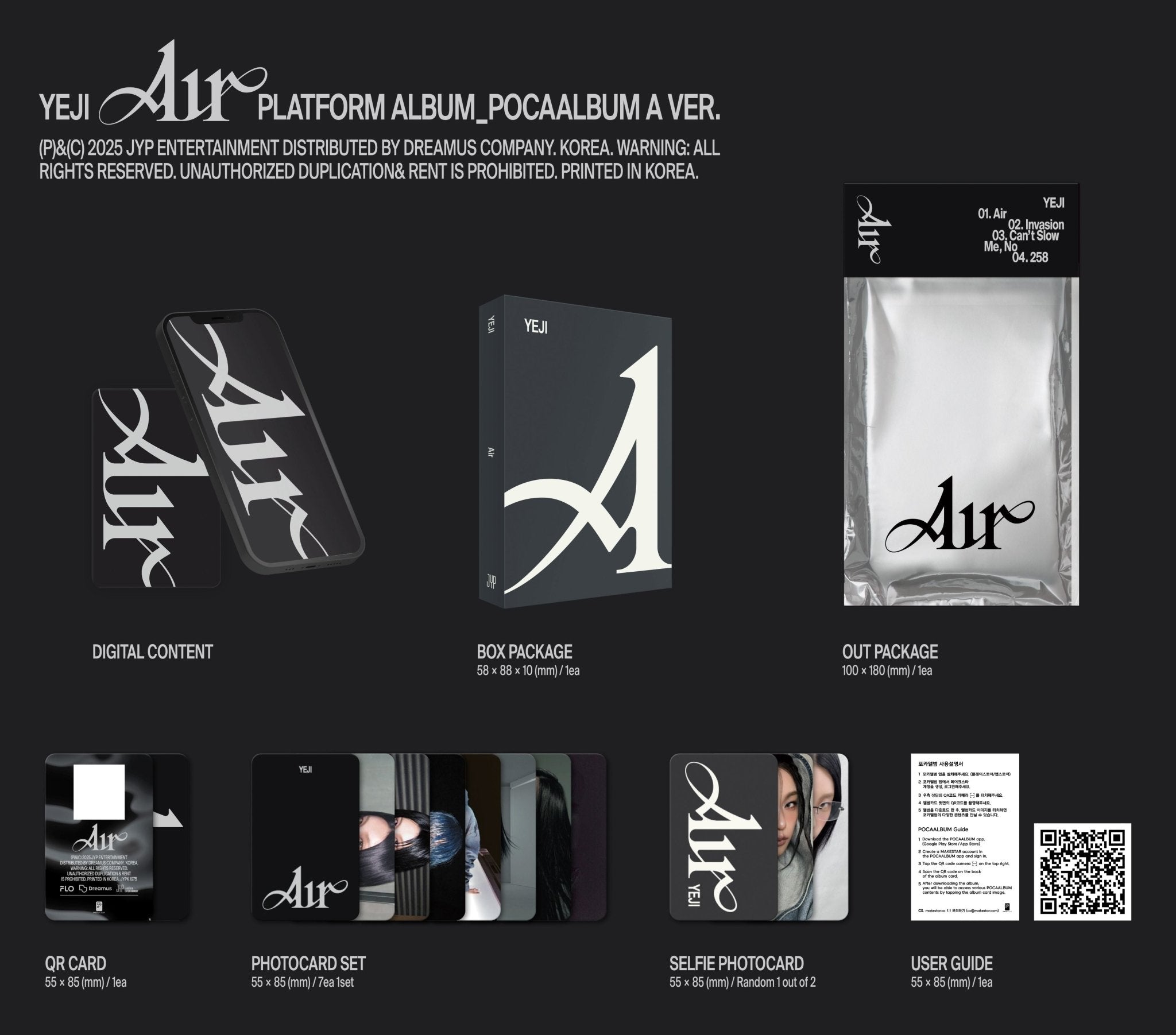 YEJI (ITZY) 1st Mini Album Air (Platform Version) – album (A (BLACK) / / ) | HobiEgo
