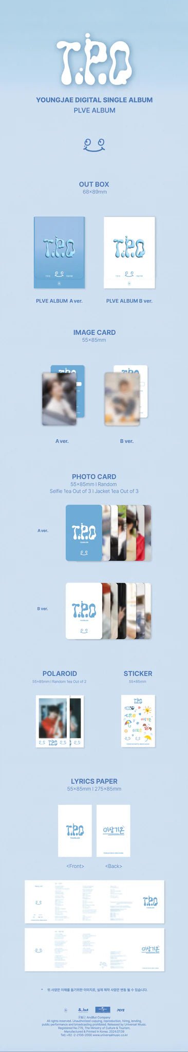 YOUNGJAE (GOT7) Digital Single Album T.P.O (PLVE Version) – album 8808678800418 (A (BLUE) / / ) | HobiEgo K - pop Shop