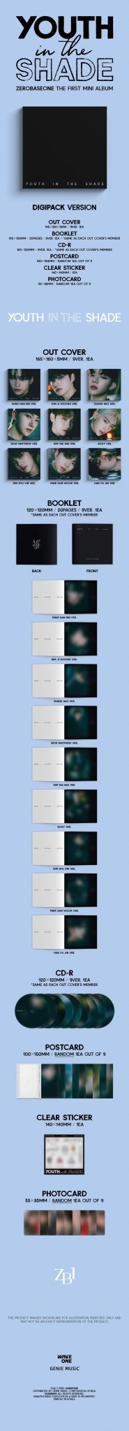 ZEROBASEONE 1st Mini Album YOUTH IN THE SHADE (Digipack Version) – album (Sung Han Bin / / ) | HobiEgo