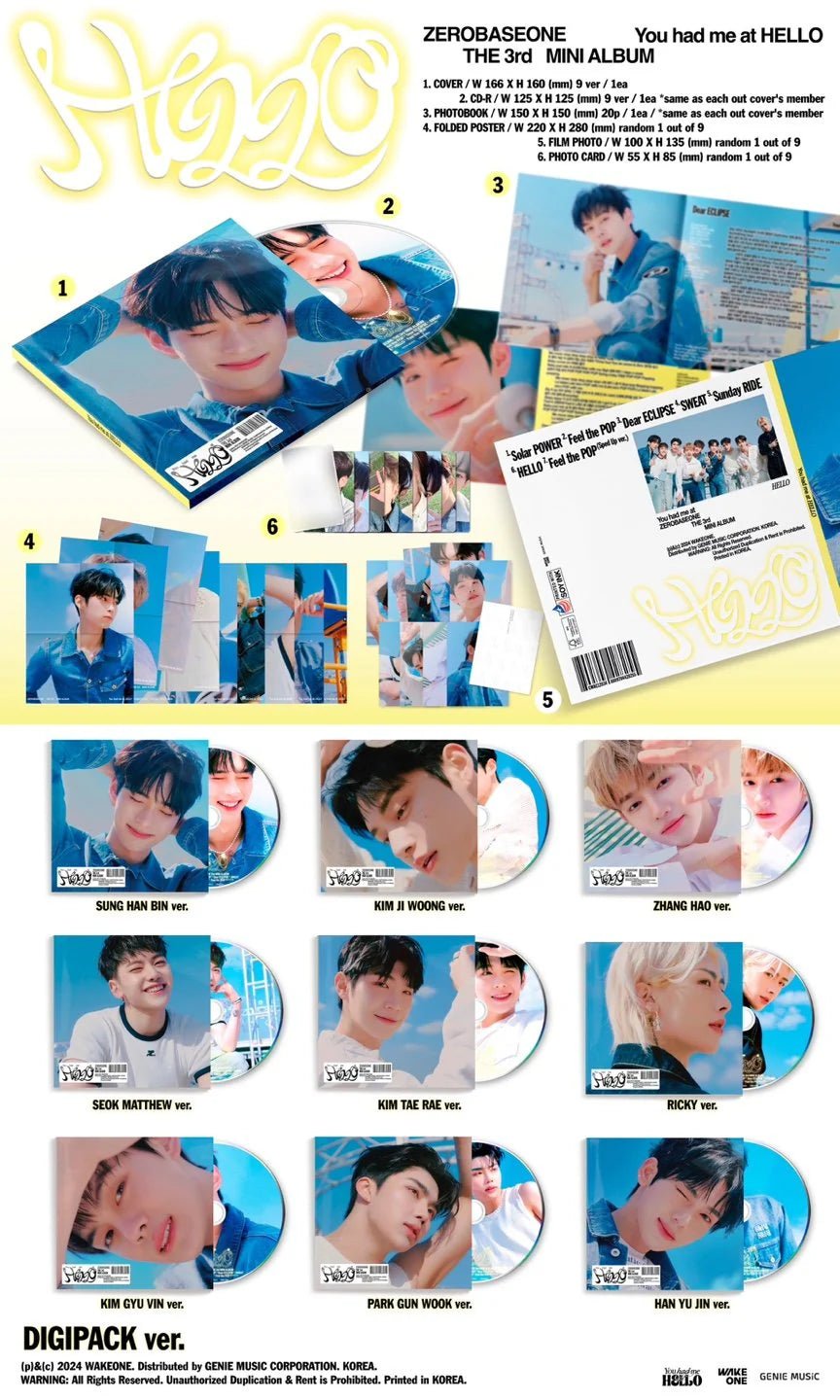 ZEROBASEONE 3rd Mini Album You had me at HELLO (Digipack Version) – album (Sung Han Bin / / ) | HobiEgo
