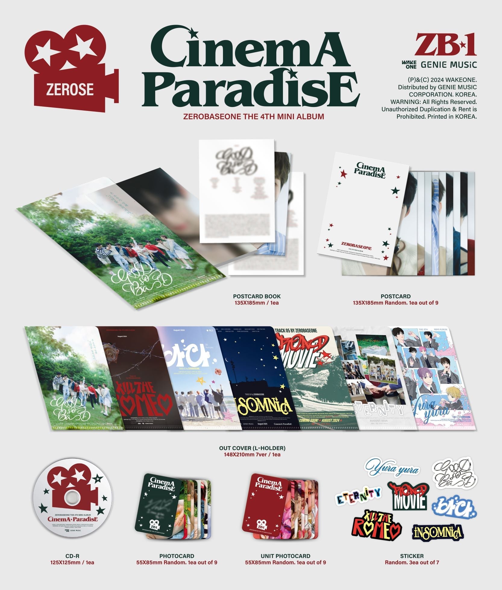 ZEROBASEONE 4th Mini Album CINEMA PARADISE (ZEROSE Version) – album (GOOD SO BAD / / ) | HobiEgo