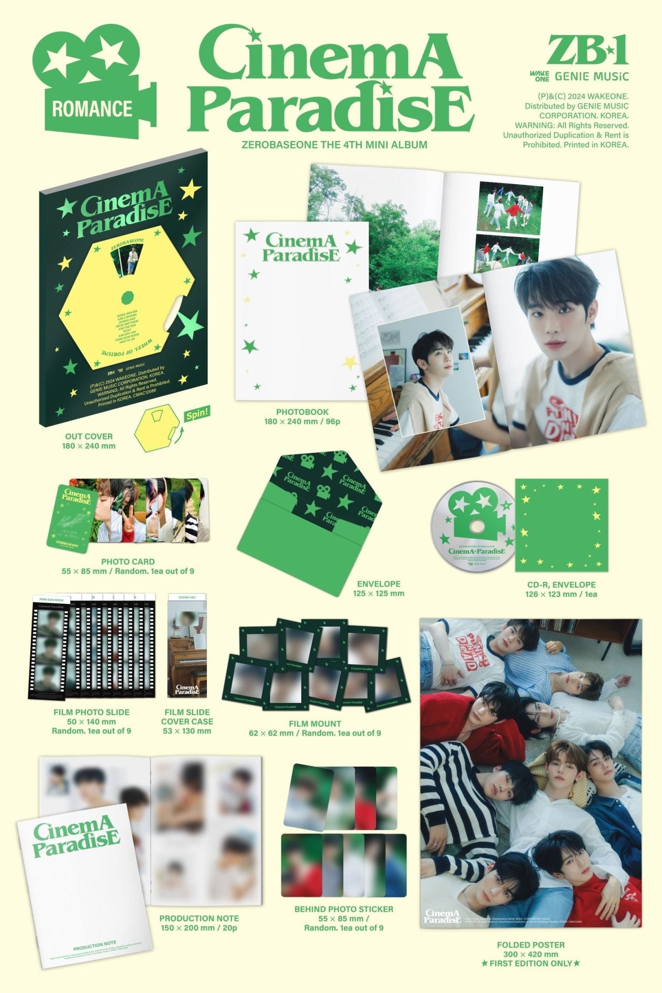 ZEROBASEONE 4th Mini Album CINEMA PARADISE – album (ROMANCE (Green) / / ) | HobiEgo