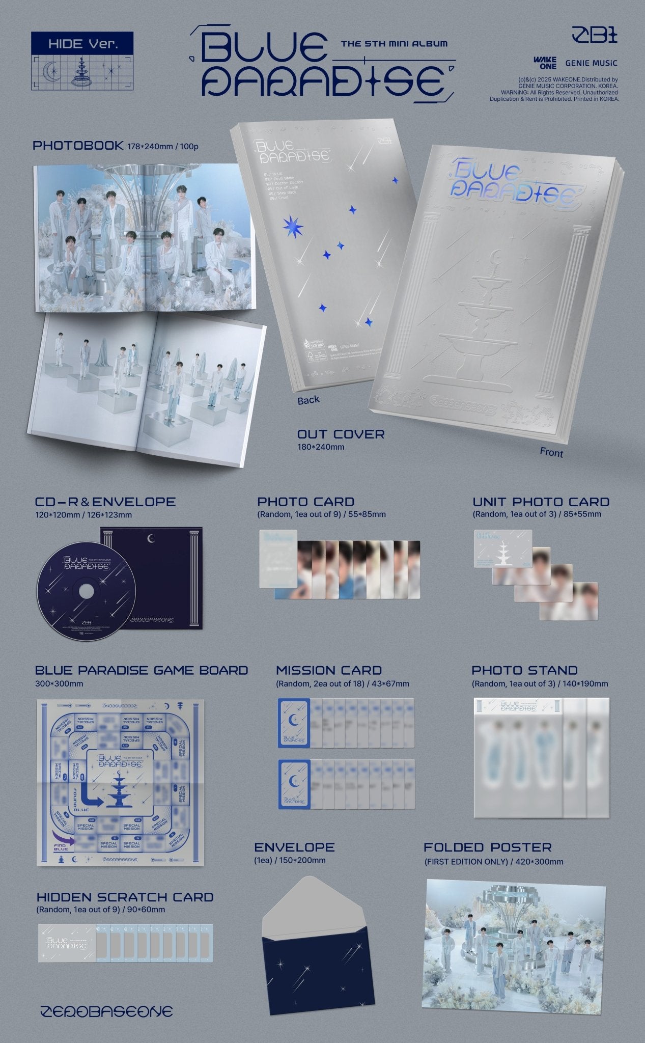 ZEROBASEONE 5th Mini Album BLUE PARADISE – album (Hide (WHITE) / / ) | HobiEgo