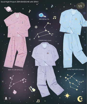 ZEROBASEONE Long - Sleeved Pyjamas Sleep Eye Mask Set – merch SPAYE23U015999900 (Small / Sung Han Bin / ) | HobiEgo